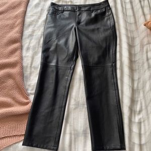 Petite Vegan Leather Straight Leg Pants